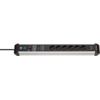 Brennenstuhl Brennenstuhl Premium-Protect-Line stekkerdoos met 6 contacten, 2x USB (1x PD) en overspanningsbeveiliging / zwart - 3 meter