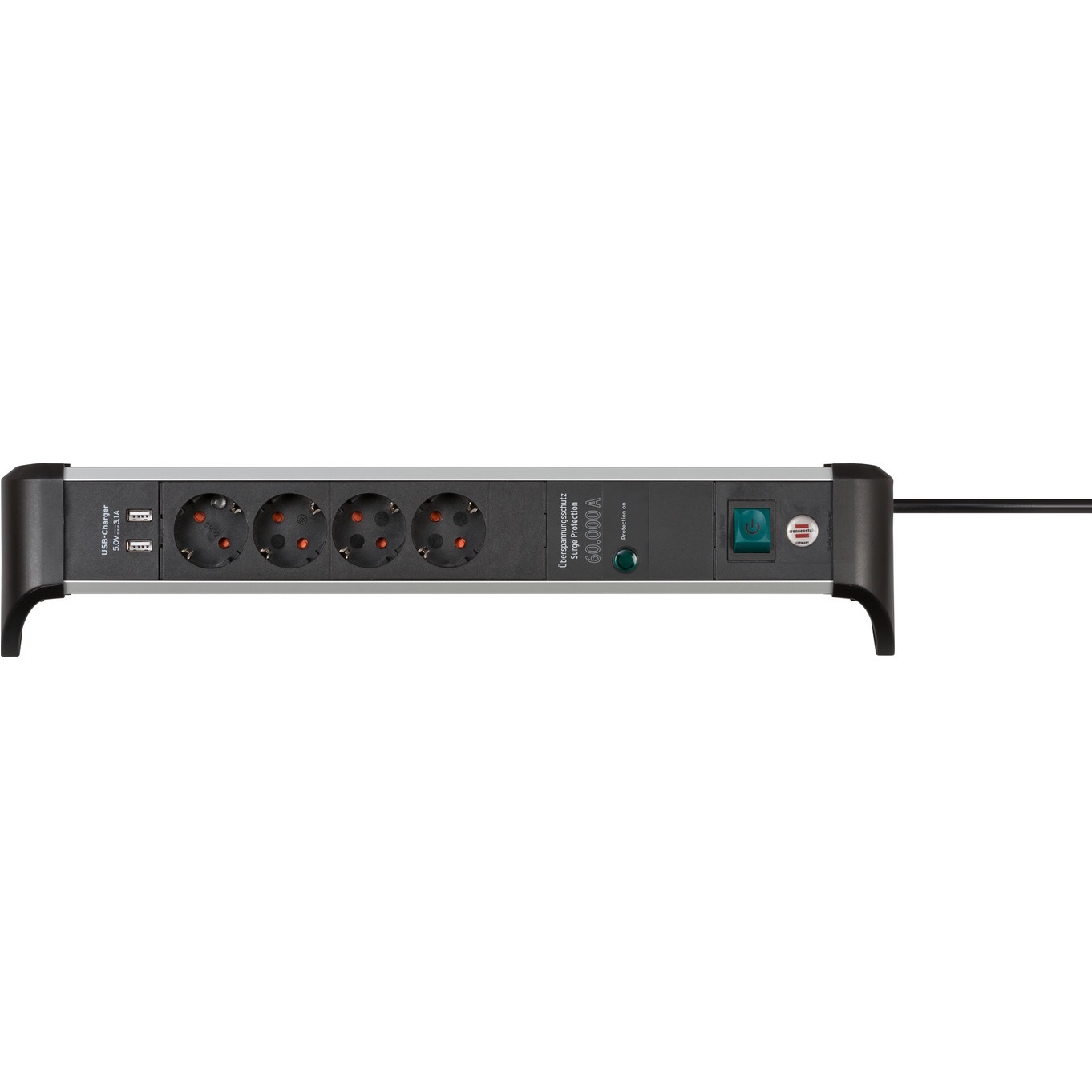 ALU-Office-Line | 4 voudig | USB 3.1A | *DE* | 60kA/o.Filter | - 1,8m | H05VV-F3G1,5