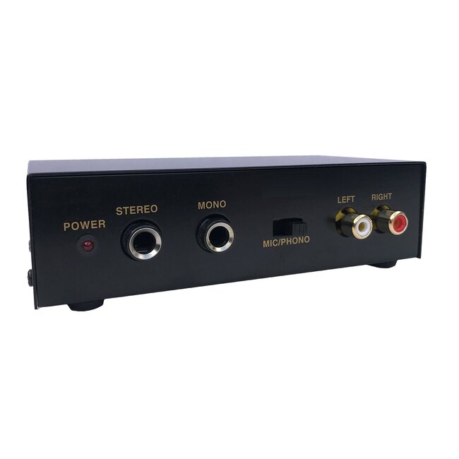 Cavus voorversterker (PRE AMP) voor draaitafels en microfoons (1x Phono + 2x MIC) / zwart