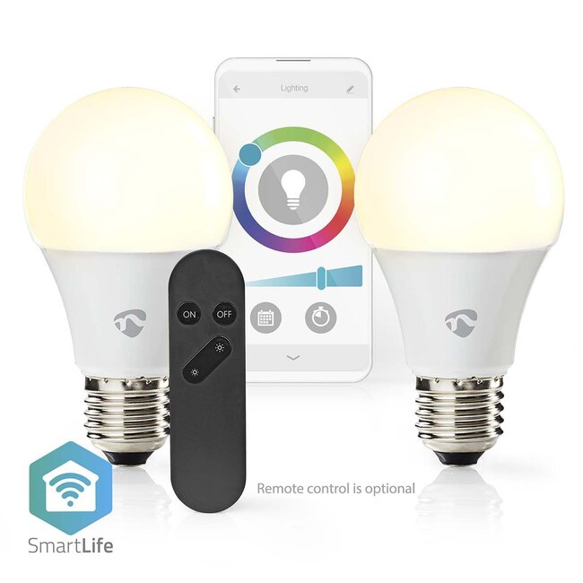 Nedis SmartLife Wi-Fi LED-lamp - E27 fitting / full-color en warm-wit tot koud-wit (2 stuks)