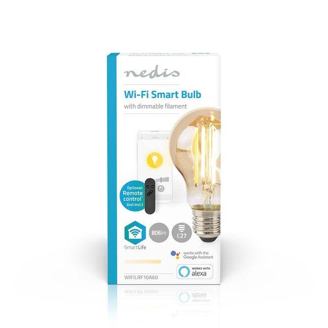 Nedis SmartLife Wi-Fi filament LED-lamp - E27 fitting - A60 vorm / warm-wit (goud / glas)