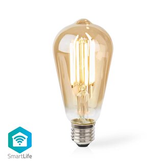 Nedis Nedis SmartLife Wi-Fi filament LED-lamp - E27 fitting - ST64 vorm / warm-wit (goud / glas)