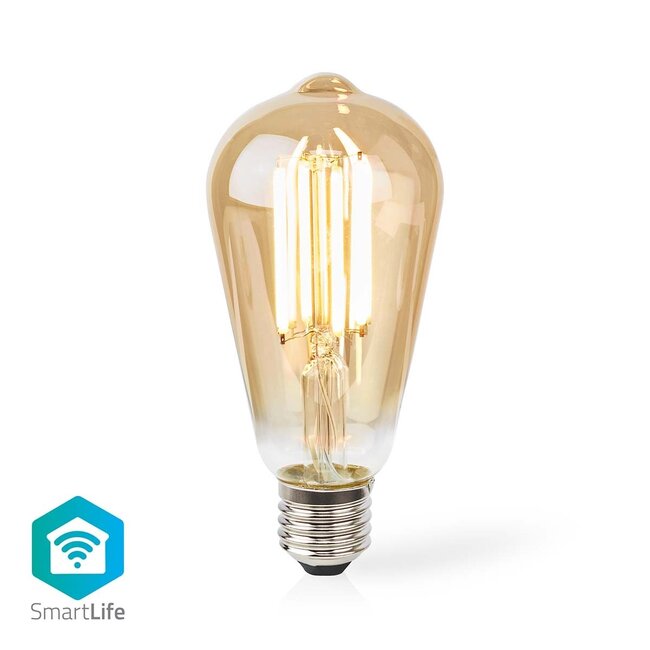 Nedis SmartLife Wi-Fi filament LED-lamp - E27 fitting - ST64 vorm / warm-wit (goud / glas)
