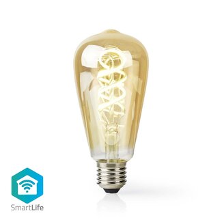 Nedis Nedis SmartLife Wi-Fi filament LED-lamp - E27 fitting - ST64 vorm / warm-wit tot koud-wit (goud / glas)