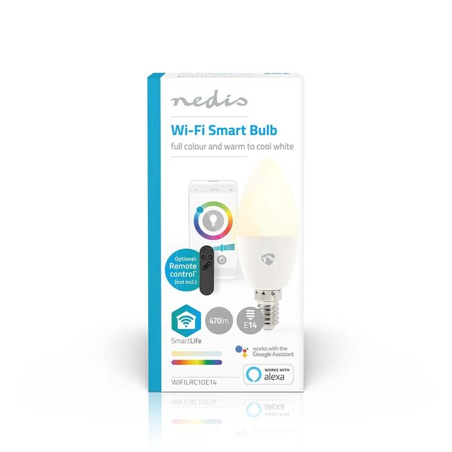 Nedis SmartLife Wi-Fi LED-lamp - E14 fitting / C37 vorm / full-color en warm-wit tot koud-wit