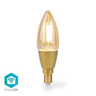 Nedis Nedis SmartLife Wi-Fi filament LED-lamp - E14 fitting - C37 vorm / warm-wit (goud / glas)