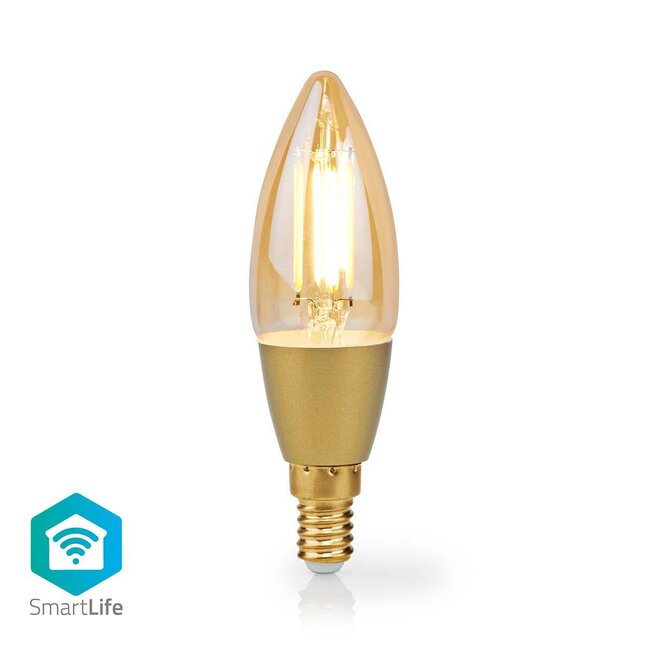 Nedis SmartLife Wi-Fi filament LED-lamp - E14 fitting - C37 vorm / warm-wit (goud / glas)