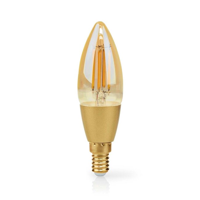Nedis SmartLife Wi-Fi filament LED-lamp - E14 fitting - C37 vorm / warm-wit (goud / glas)