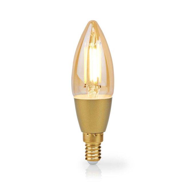 Nedis SmartLife Wi-Fi filament LED-lamp - E14 fitting - C37 vorm / warm-wit (goud / glas)