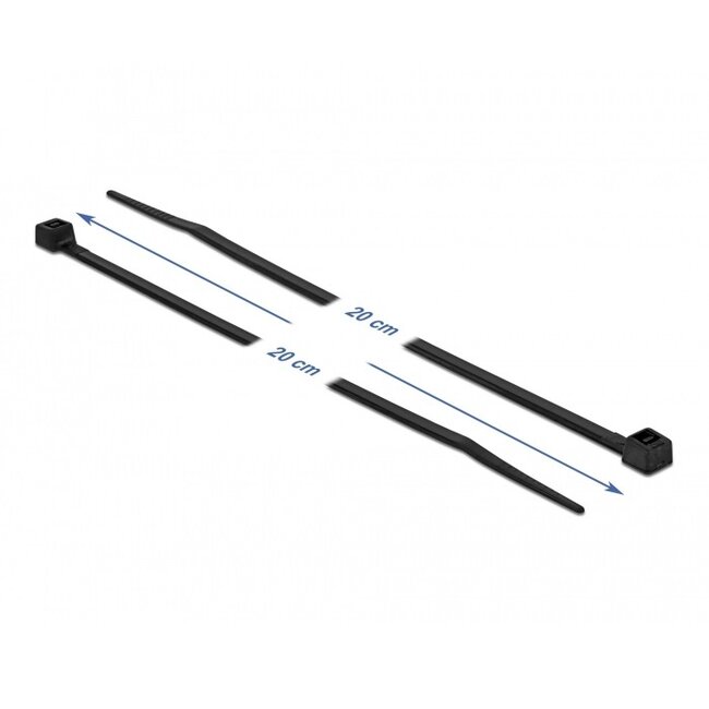 Tie-wraps 200 x 3,6mm / zwart - hittebestendig en UV-resistent (100 stuks)