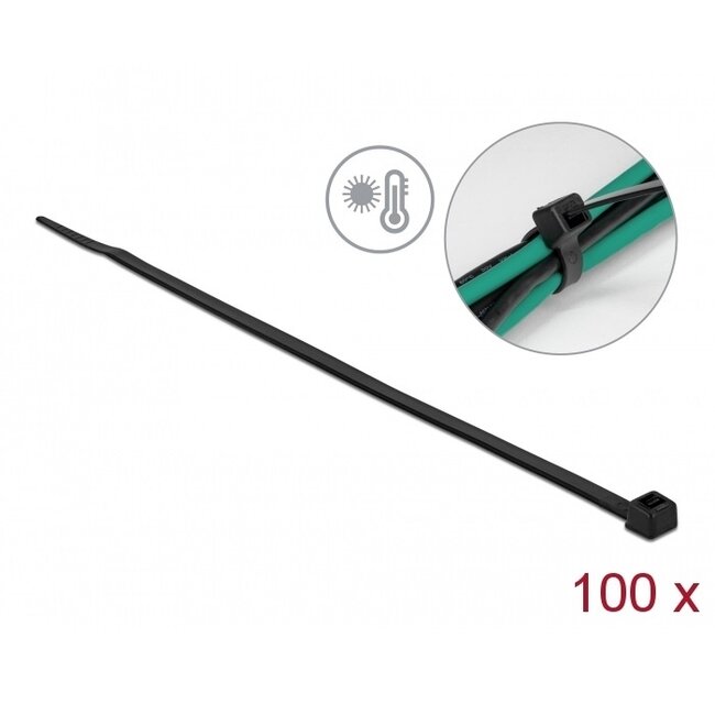 Tie-wraps 380 x 4,8mm / zwart - hittebestendig en UV-resistent (100 stuks)