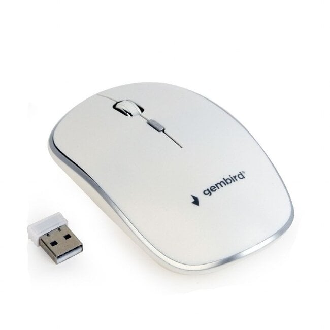 Gembird draadloze USB muis met 4 knoppen - 800-1600 DPI / wit