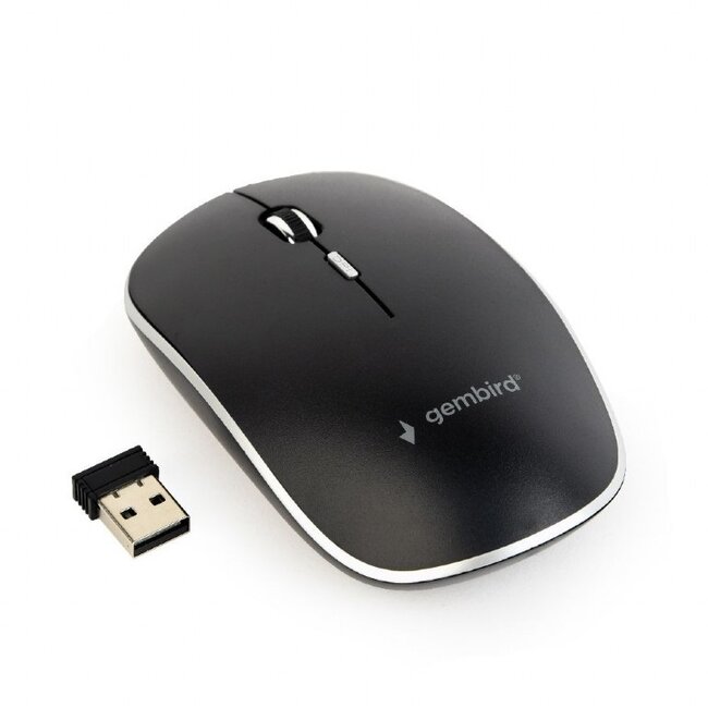 Gembird stille draadloze USB-A muis met 4 knoppen - 800-1600 DPI / zwart