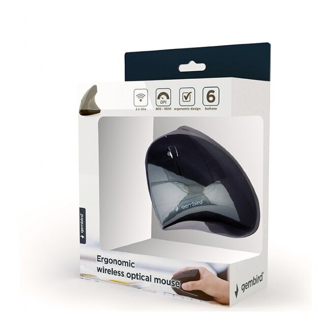 Gembird ergonomische draadloze USB muis - 800-1600 DPI / zwart