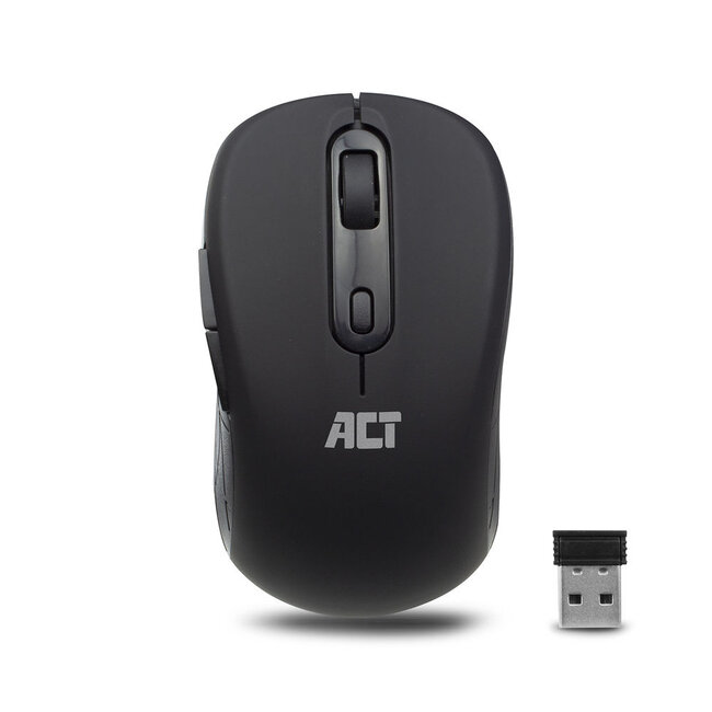 ACT draadloze USB muis met 6 knoppen - 1000-1600 DPI / zwart