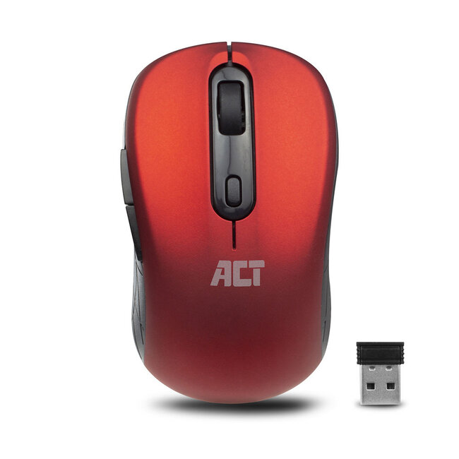 ACT draadloze USB muis met 6 knoppen - 1000-1600 DPI / rood