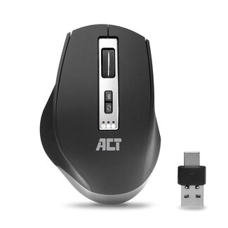 ACT ACT draadloze USB-A/USB-C en Bluetooth muis met 7 knoppen - 600-2400 DPI / zwart