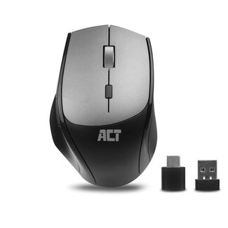 ACT ACT stille draadloze USB-A/USB-C muis met 6 knoppen - 1000-2400 DPI / zwart/grijs
