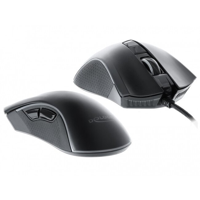 DeLOCK bedrade USB gaming muis met 7 knoppen - 100-10000 DPI / zwart - 1,8 meter