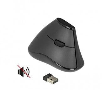 DeLOCK DeLOCK stille ergonomische draadloze USB muis met 5 knoppen - 1000 DPI / zwart