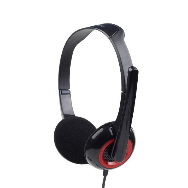 Gembird comfortabele stereo on-ear headset - 2x 3,5mm Jack / zwart/rood - 1,8 meter