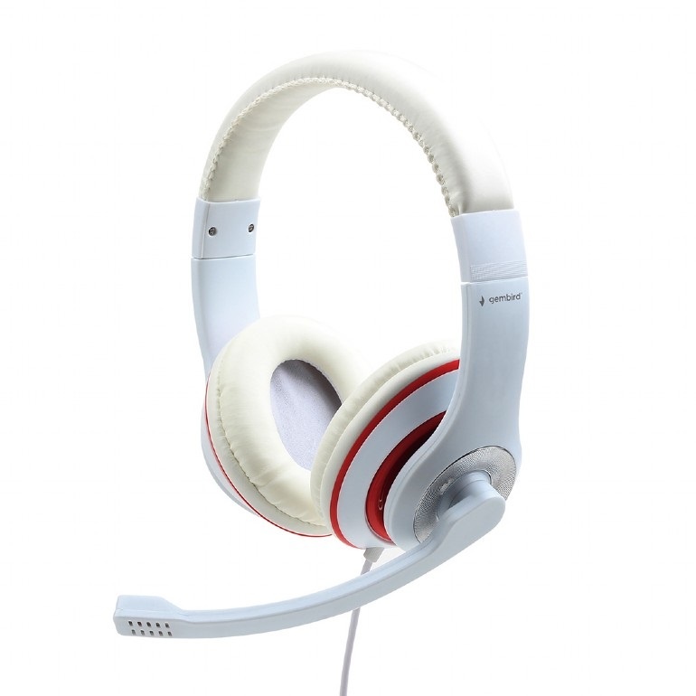Stereo headset met microfoon wit