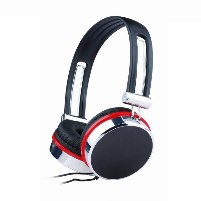 Gembird comfortabele stereo on-ear headset met in-line microfoon - 2x 3,5mm Jack / zwart/rood - 1,5 meter