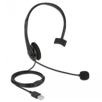 DeLOCK DeLOCK super lichtgewicht mono on-ear headset - USB-A / zwart - 2,4 meter