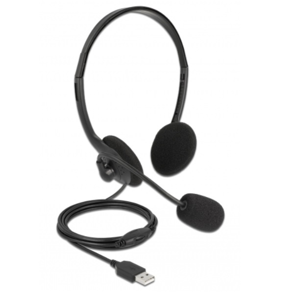 DeLOCK 27178 hoofdtelefoon/headset Bedraad Hoofdband Kantoor/callcenter USB Type-A Zwart