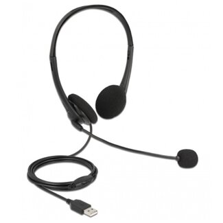 DeLOCK DeLOCK stereo on-ear headset - USB-A / zwart - USB-A / zwart - 2,4 meter