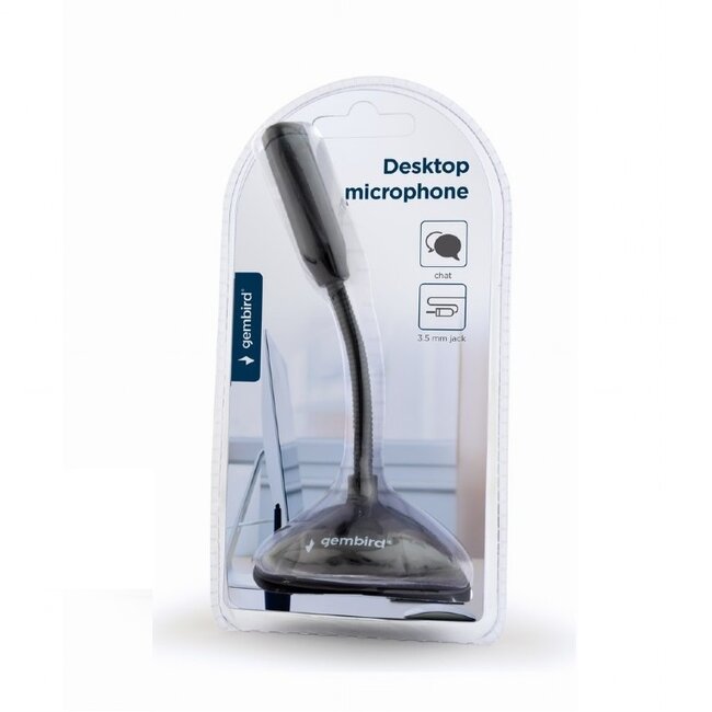 Gembird desk microfoon met korte flexibele nek - 1x 3,5mm Jack / zwart - 1,1 meter