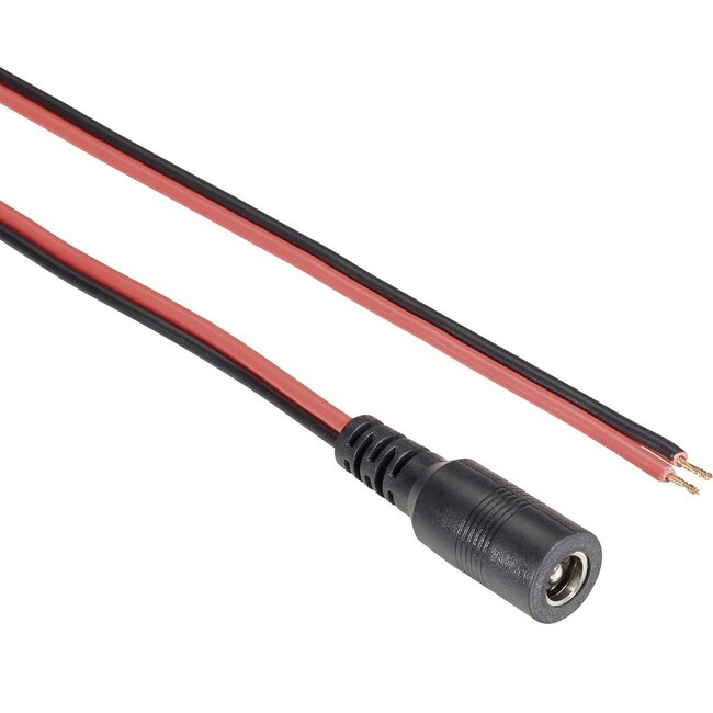 DC plug (v) 5,5 x 2,5mm stroomkabel met open einde - max. 3A / zwart/rood - 2 meter