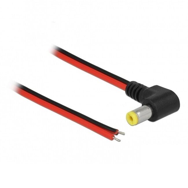 DC plug (m) haaks 5,5 x 2,5mm stroomkabel met open einde - max. 5A / zwart/rood - 0,15 meter