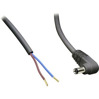 BKL DC plug (m) haaks 5,5 x 2,5mm stroomkabel met open einde - max. 7A / zwart - 2 meter