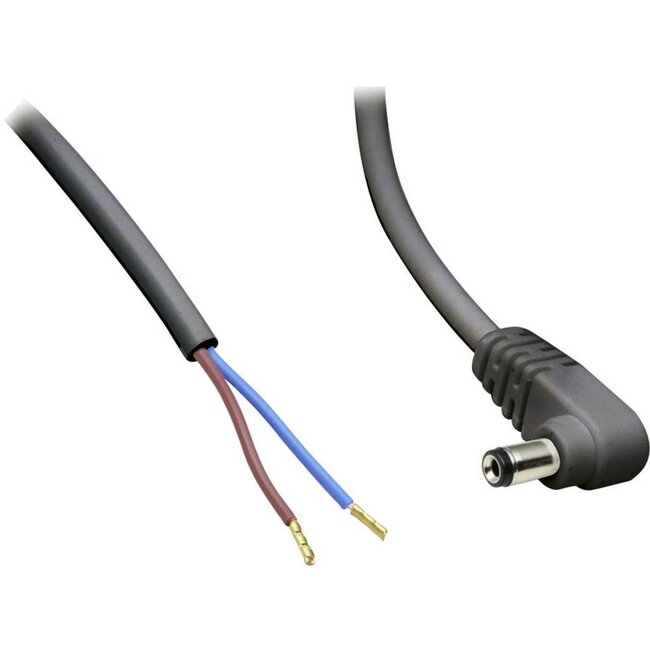 DC plug (m) haaks 5,5 x 2,5mm stroomkabel met open einde - max. 7A / zwart - 0,30 meter