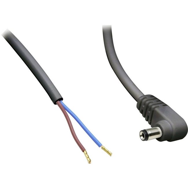 DC plug (m) haaks 5,5 x 2,5mm stroomkabel met open einde - max. 7A / zwart - 1 meter