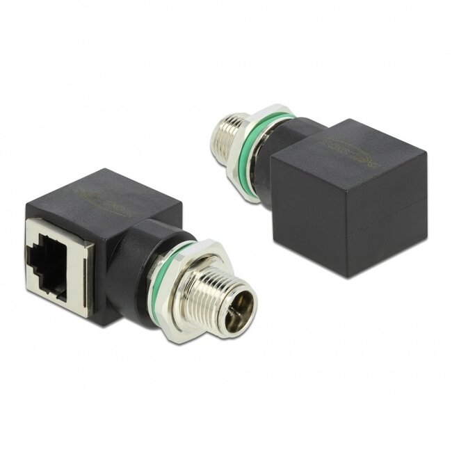 M12 8-pins X-gecodeerd (m) - RJ45 (v) industriële netwerkadapter - CAT6a / TPU