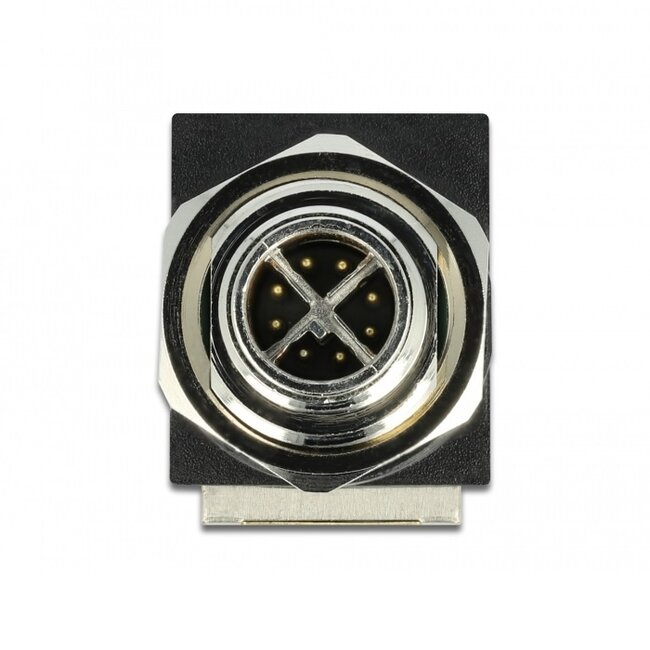 M12 8-pins X-gecodeerd (m) - RJ45 (v) industriële netwerkadapter | inbouw | haaks | CAT6a | PUR