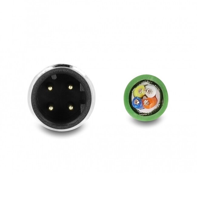 M12 4-pins D-gecodeerd - 4-aderig open eind netwerkkabel - Profinet / TPU PUR - 2 meter