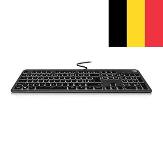 ACT ACT bedraad slimline USB toetsenbord met 12 multimedia toetsen en verlichting - AZERTY (BE) / grijs/zwart - 1,5 meter