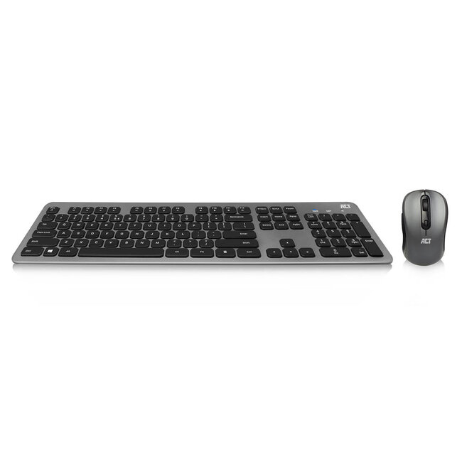 ACT draadloze slimline multimedia USB-A/USB-C toetsenbord en muis set - QWERTY (US) / grijs/zwart