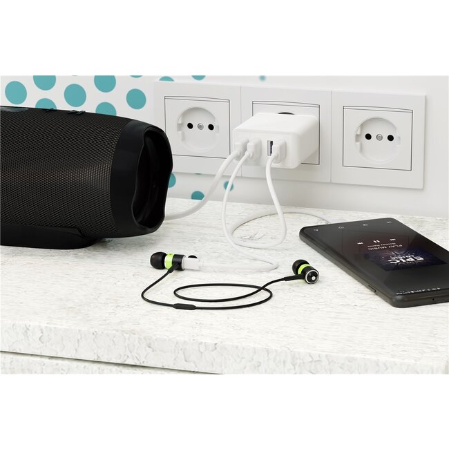 Goobay USB thuislader met 4 poorten - Smart IC - 6A / wit