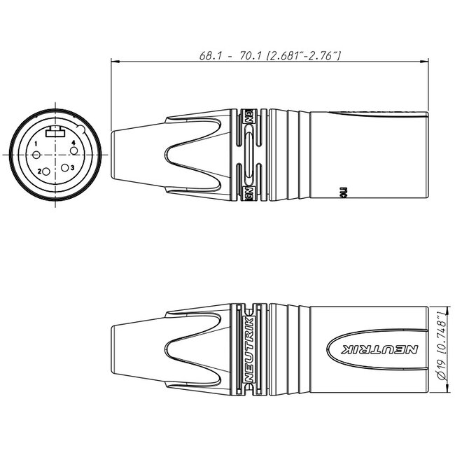 Neutrik NC4MXX-BAG XLR 4-pins (m) connector / zwart