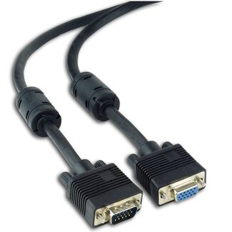 Roline Premium VGA monitor verlengkabel met ferriet kernen - CU koper aders / zwart - 10 meter
