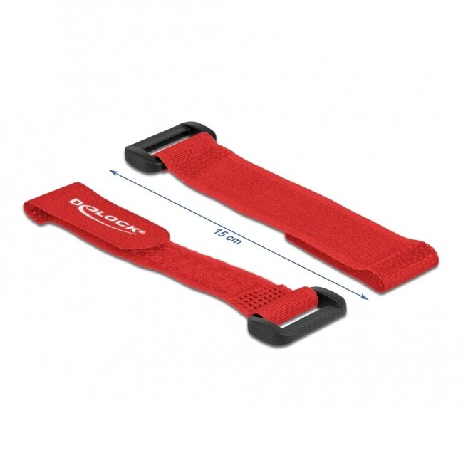 Klittenband kabelbinders met gesp 150 x 20mm / rood (5 stuks)