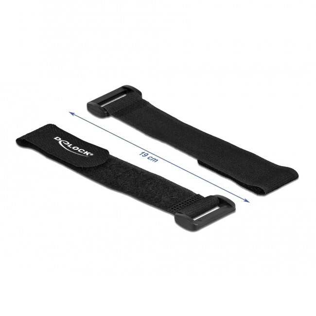 Klittenband kabelbinders met gesp 190 x 25mm / zwart (5 stuks)