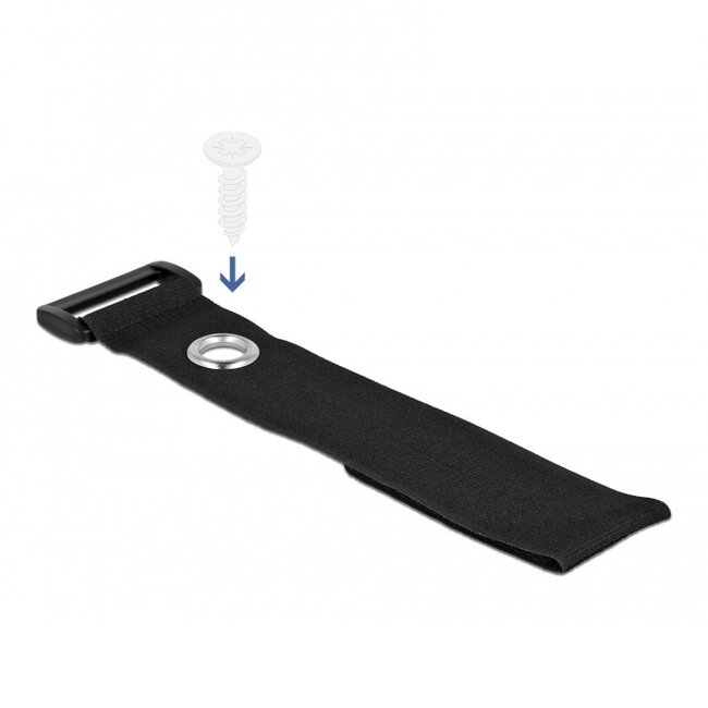 Klittenband kabelbinders met gesp en ring 280 x 38mm / zwart (3 stuks)