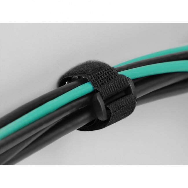 Klittenband kabelbinders met gesp en ring 280 x 38mm / zwart (3 stuks)