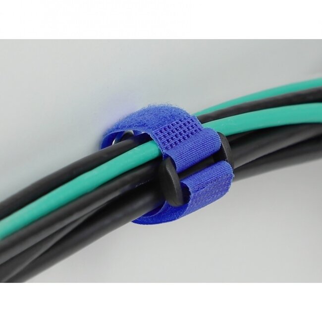 Klittenband kabelbinders met gesp en ring 280 x 38mm / blauw (3 stuks)