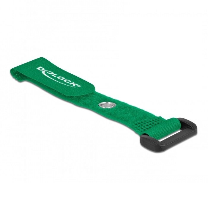 Klittenband kabelbinders met gesp en ring 150 x 20mm / groen (5 stuks)